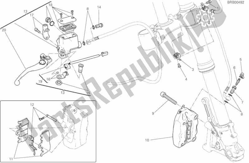 Tutte le parti per il Sistema Frenante Anteriore del Ducati Scrambler Classic Thailand USA 803 2016